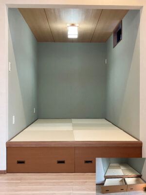 姶良市　収納付小上がり作成工事　Ｆ様邸施工事例【鹿児島市・姶良市・伊集院・リフォーム・リノベーション・外壁塗装・屋根塗装・ガーデン・エクステリア・外構・造園】リビングプラザ滝の神