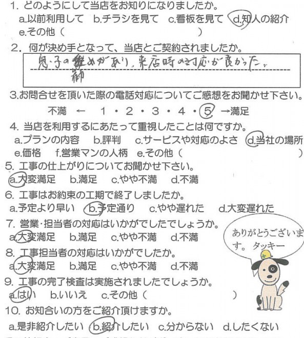 鹿児島市吉野町H様　お客様の声